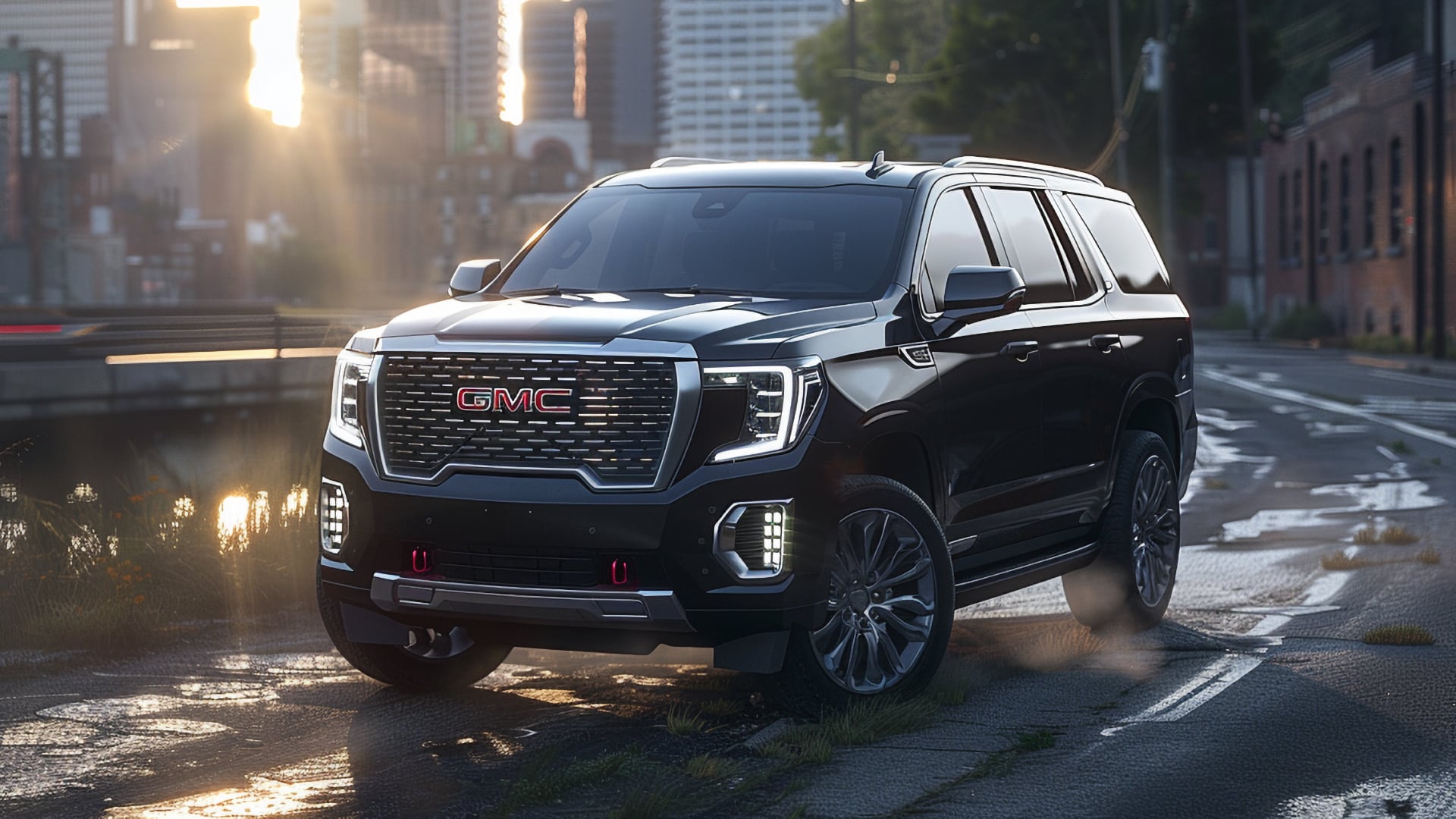 A black GMC Yukon, noted for years to avoid, parked on a city street.