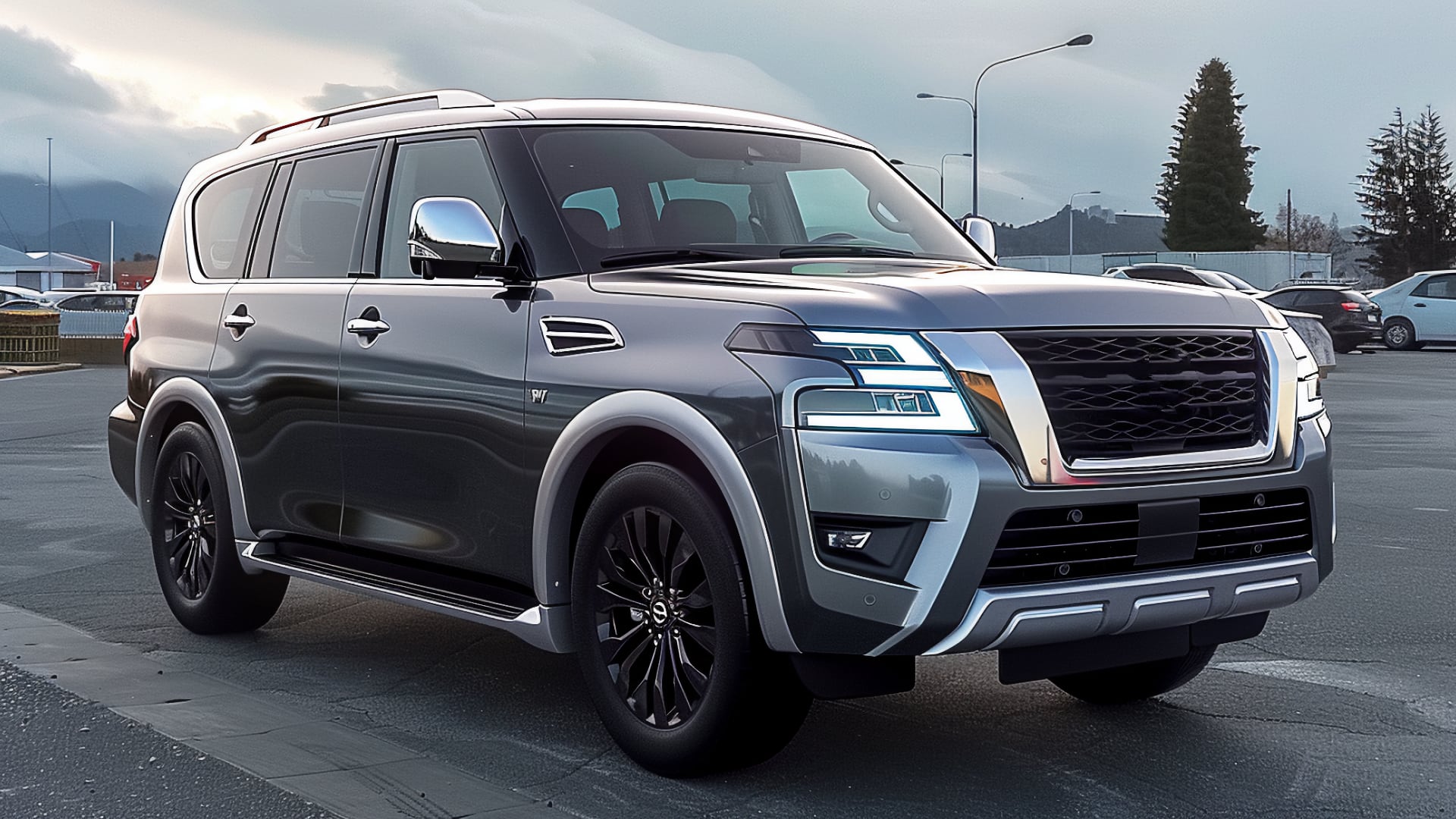 A silver Nissan Armada, a model from one of the years to avoid, is parked in a parking lot.