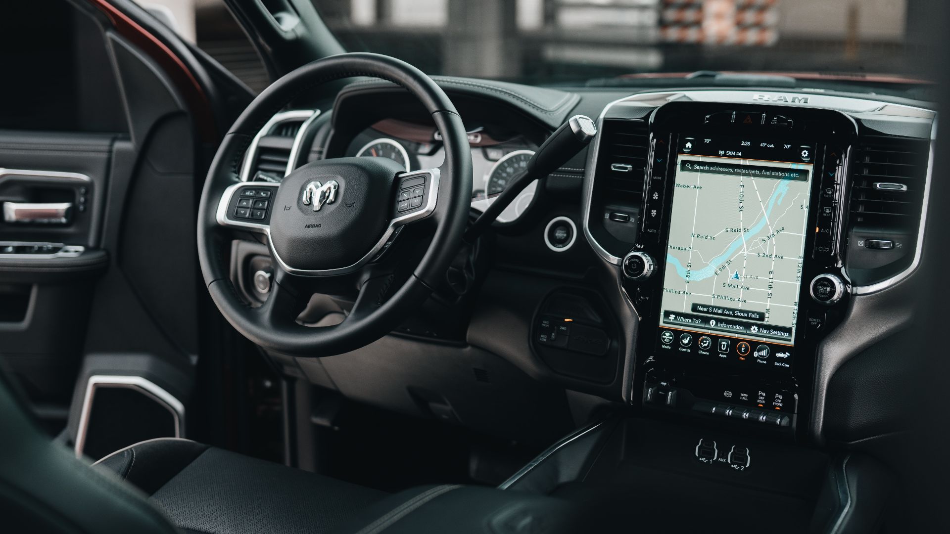 the dashboard of a vehicle with a gps.