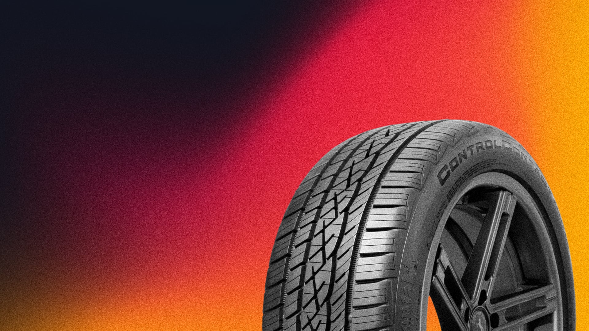 a close up of a tire on a colorful background.