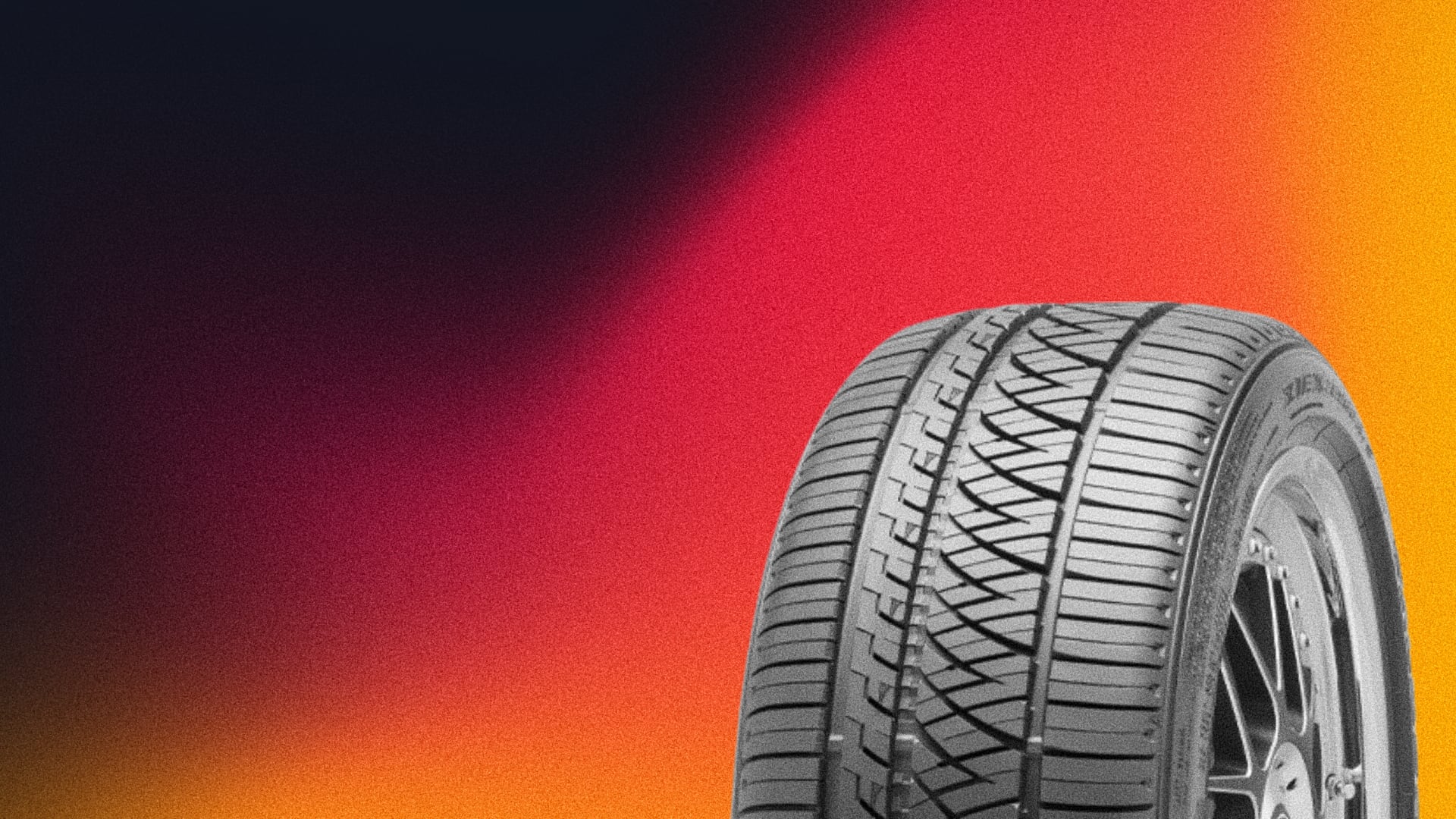 a close up of a tire on a colorful background.