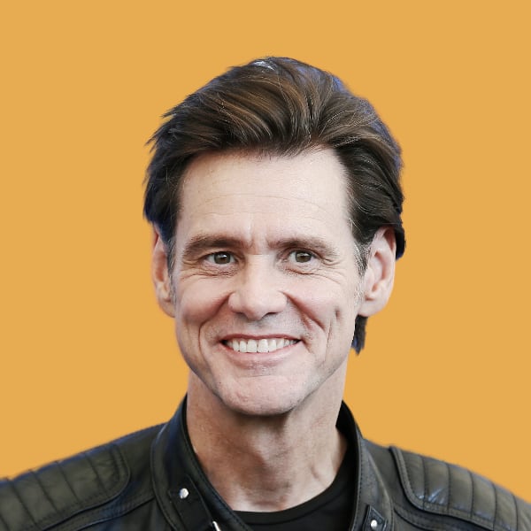 a close up of a person wearing a leather jacket.