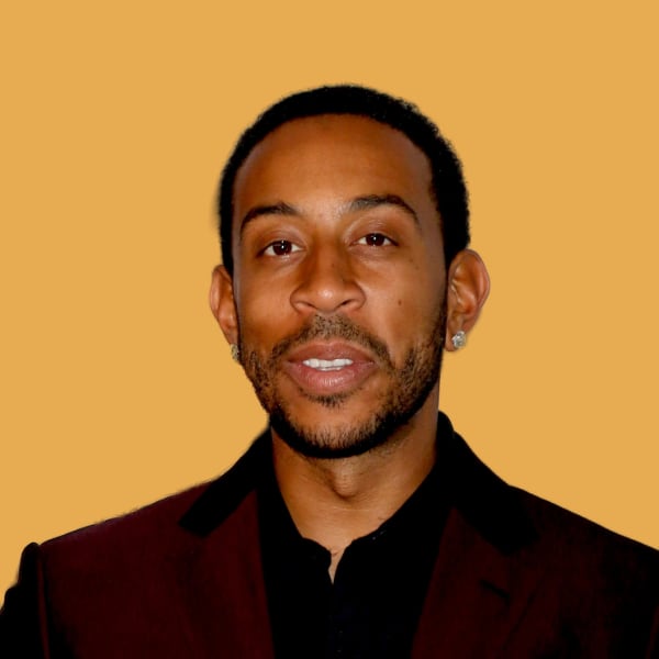 a man in a black shirt and a brown jacket.