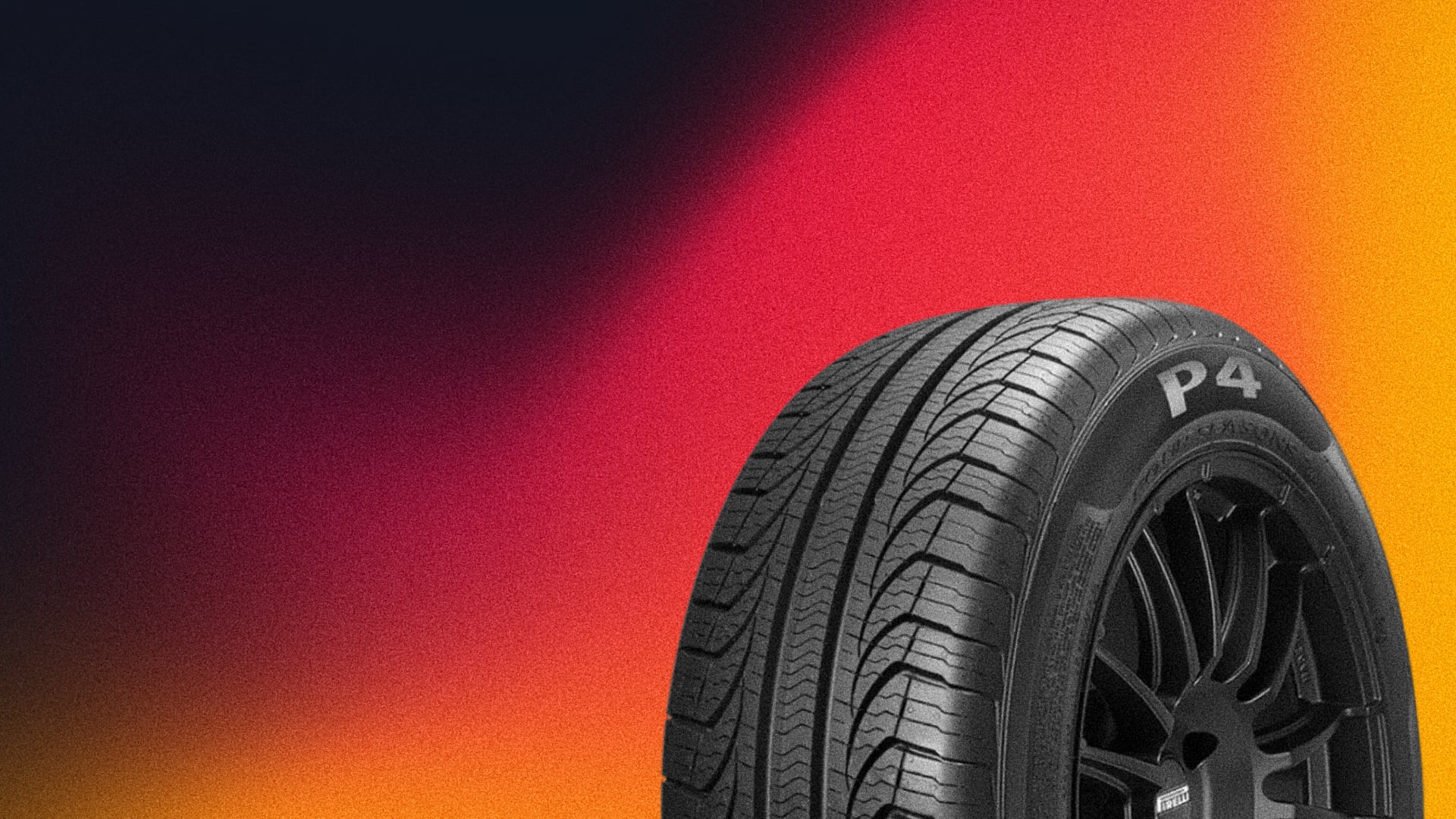 a close up of a tire on a colorful background.