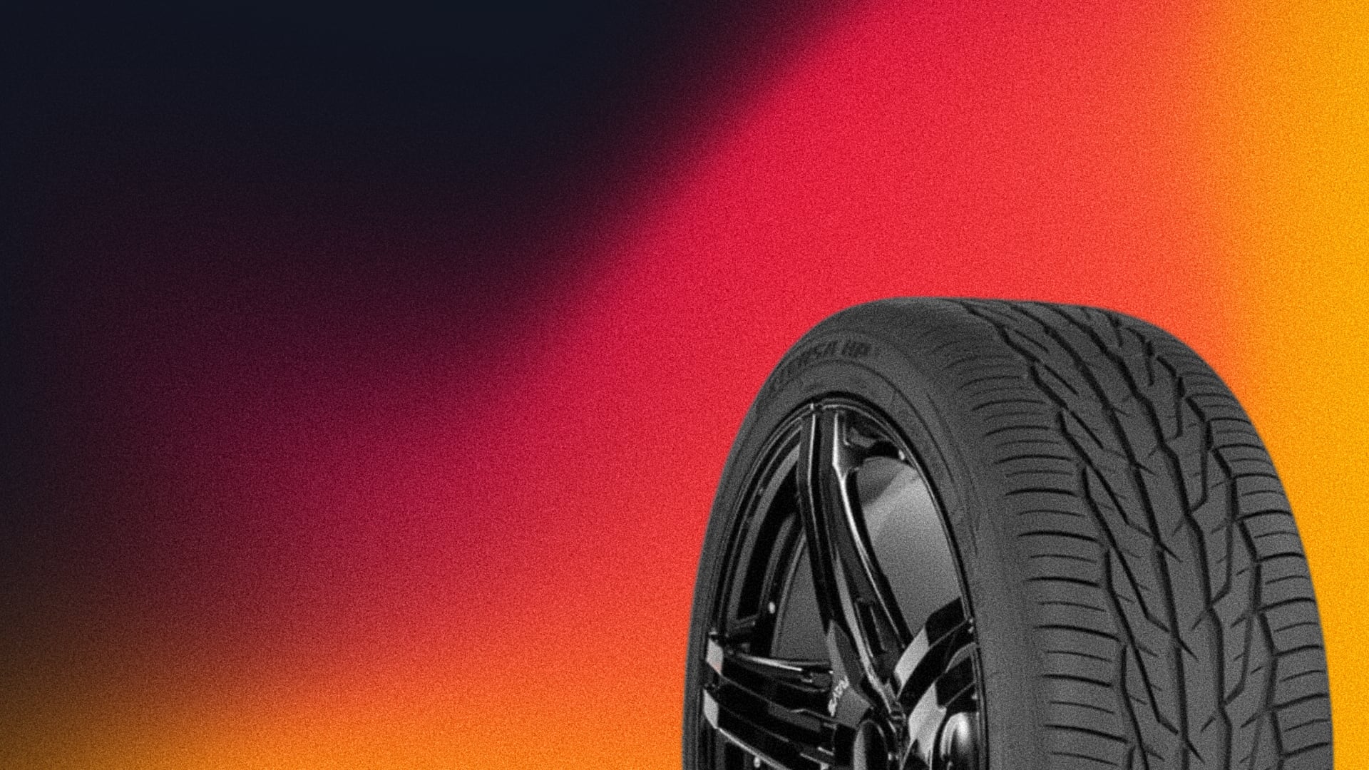 a close up of a tire on a colorful background.