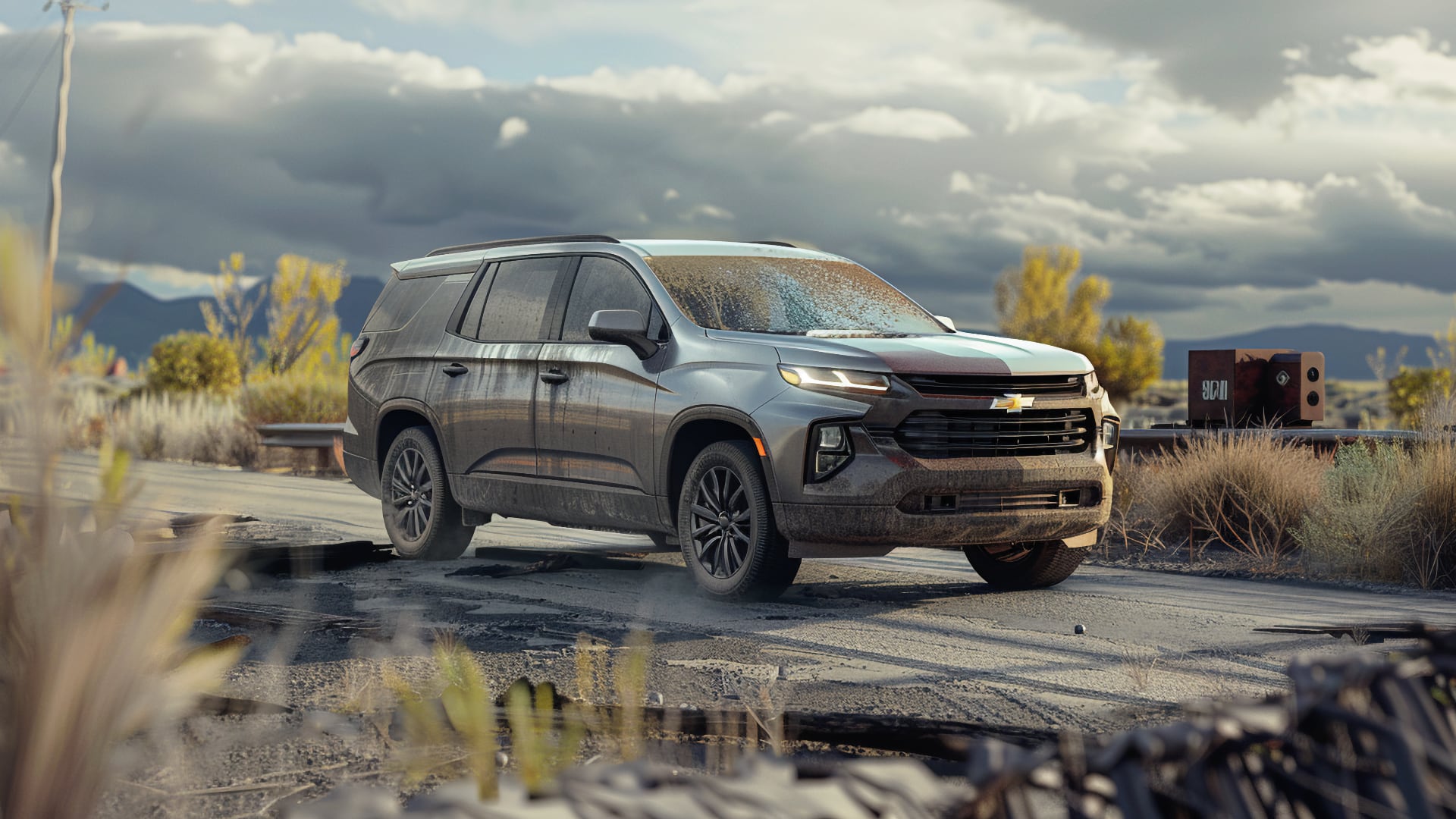 The 2020 Chevrolet Trailblazer, a Chevy model to avoid, is driving down a dirt road.