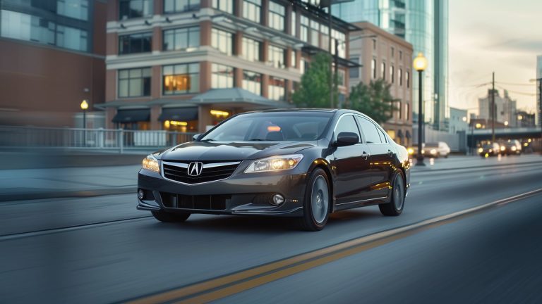 The 2016 Acura ILX is driving down a city street.