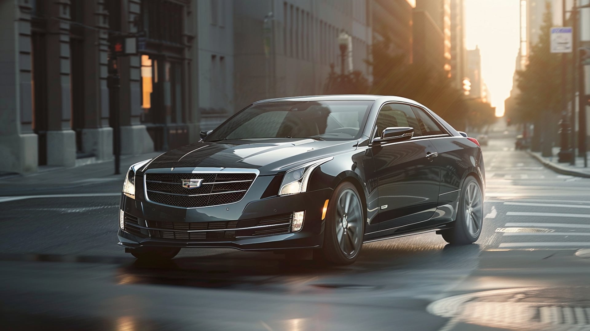 The 2018 Cadillac ATS, one of the years to avoid, is driving down a city street.