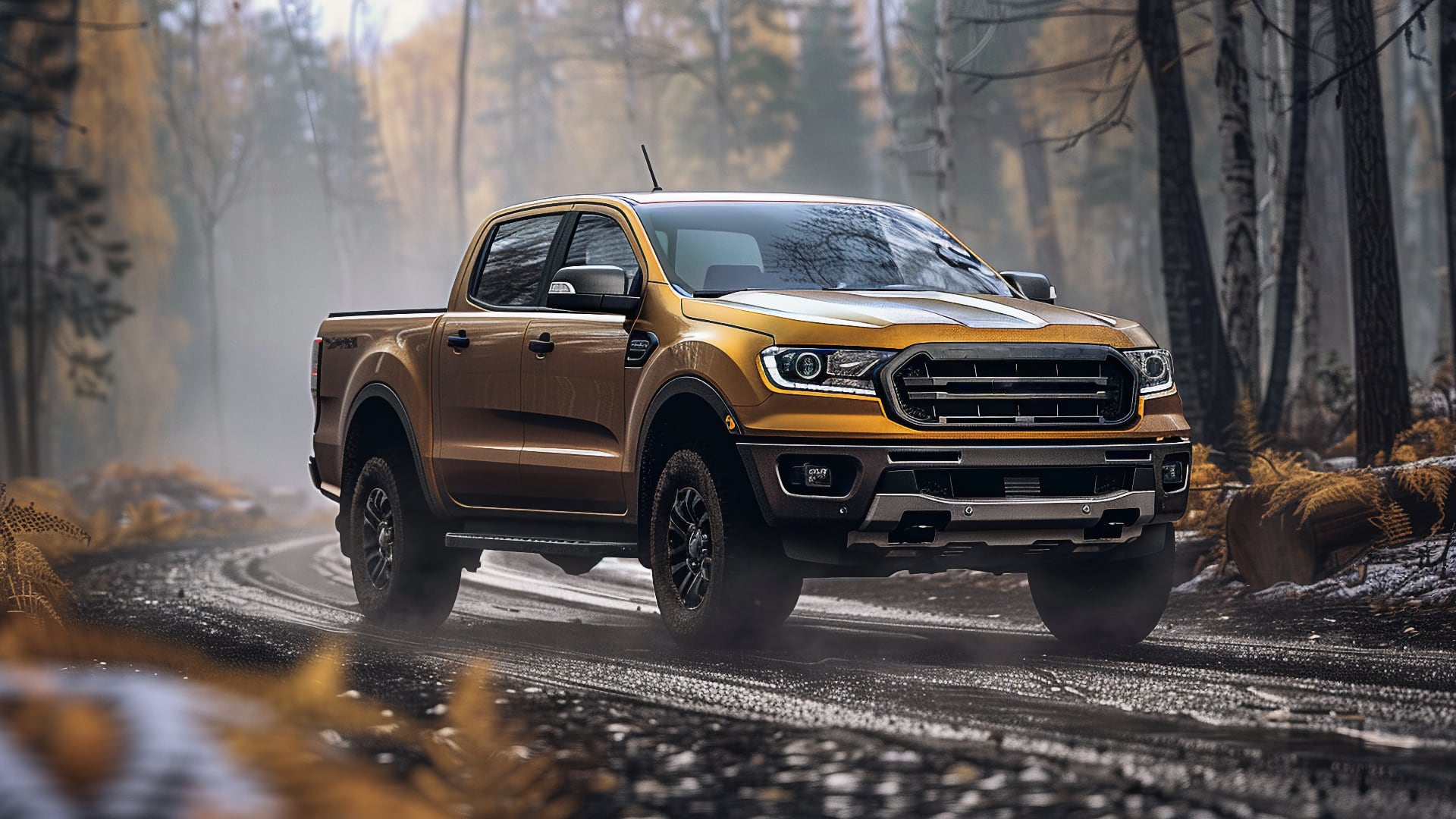 The 2019 Ford Ranger Raptor, a year to avoid, is driving down a dirt road.