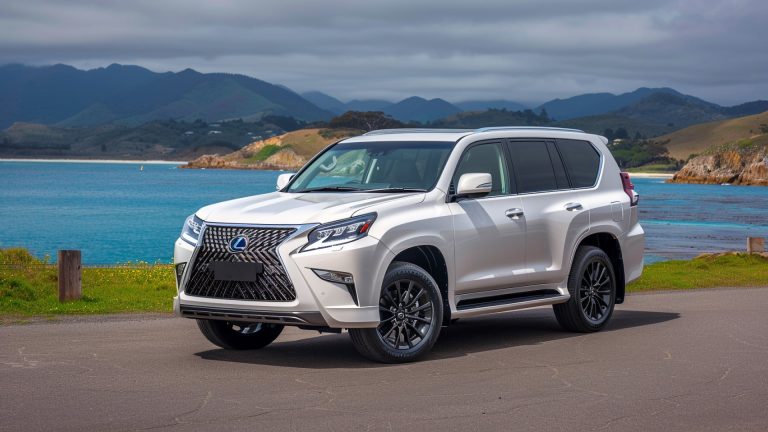 The 2019 Lexus GX 460 is parked on a road near the ocean.