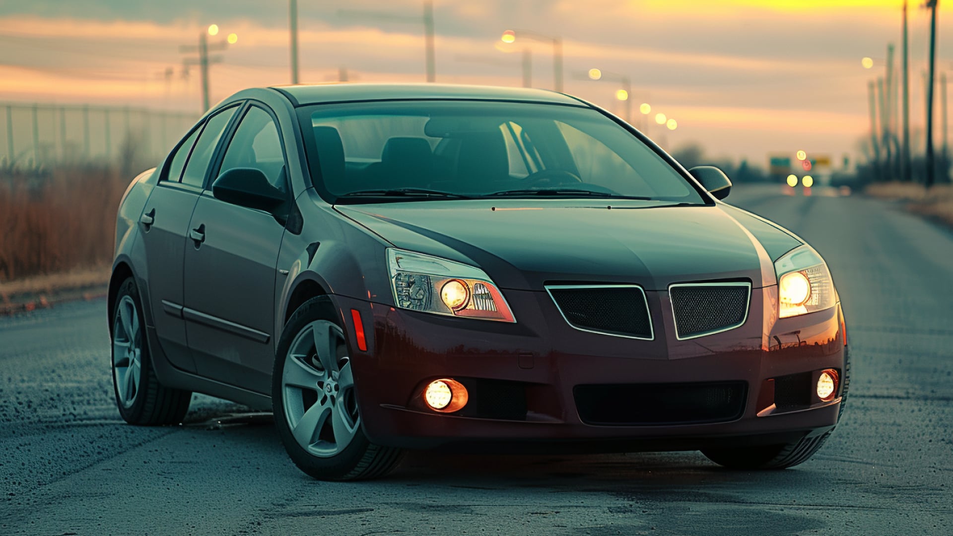 A Pontiac G6 car driving on the road.