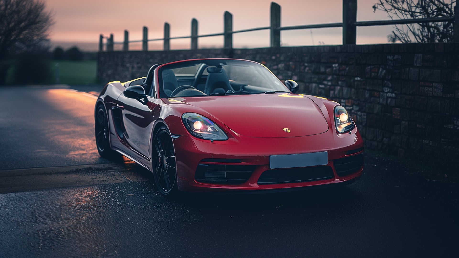 A red Porsche Boxster sports car parked on the side of a road, avoiding the years to be wary of.