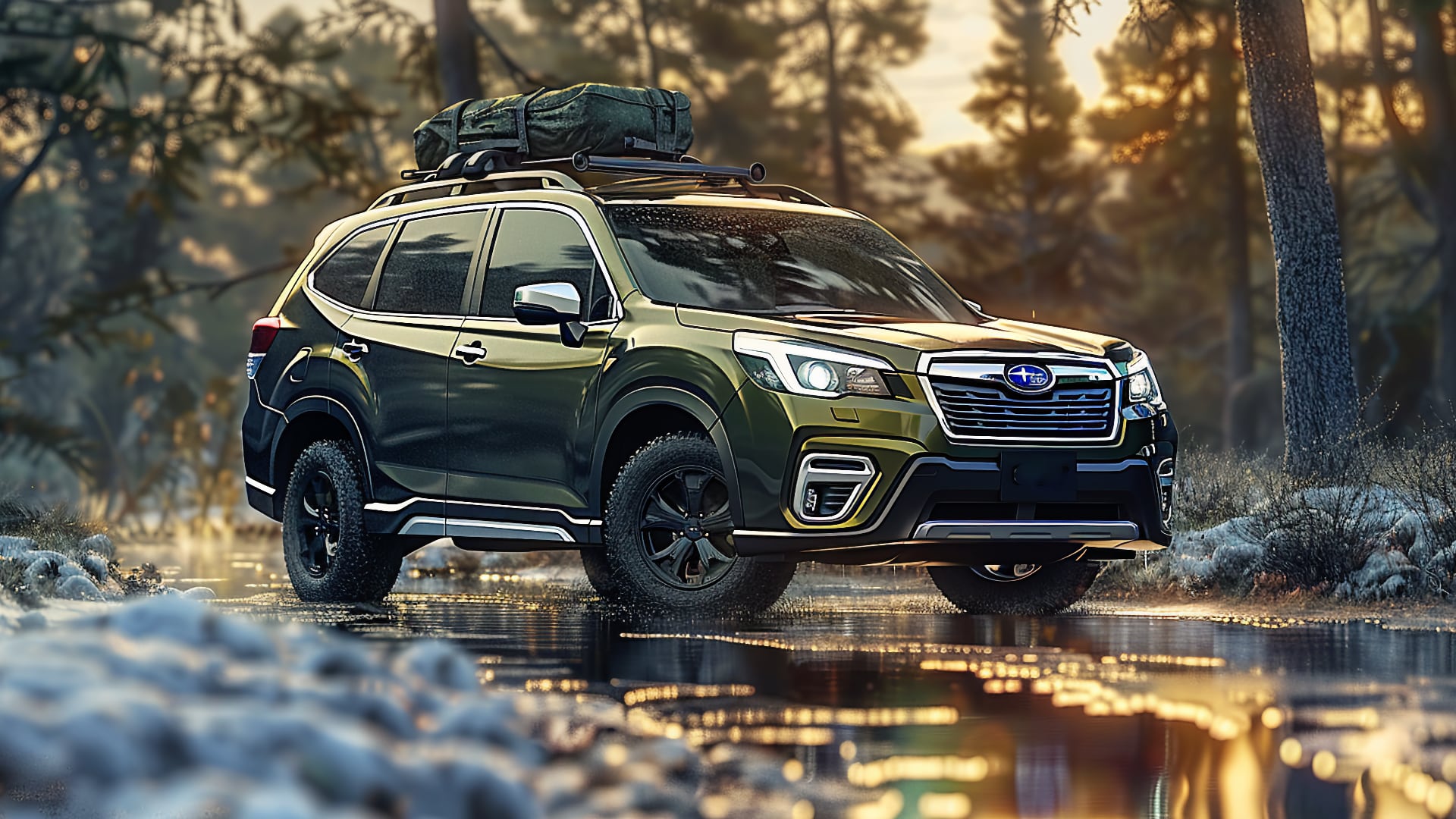 The 2020 Subaru Forester is cruising through the woods.