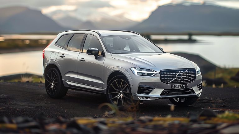 A silver Volvo XC60 on a road.