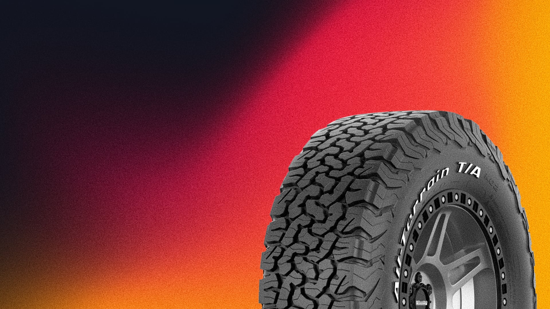 a close up of a tire on a colorful background.