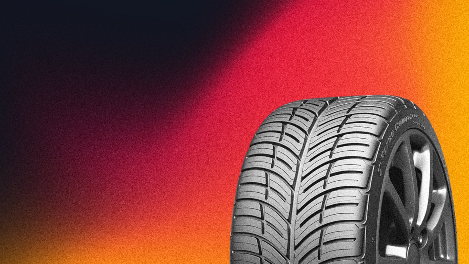 a close up of a tire on a colorful background.