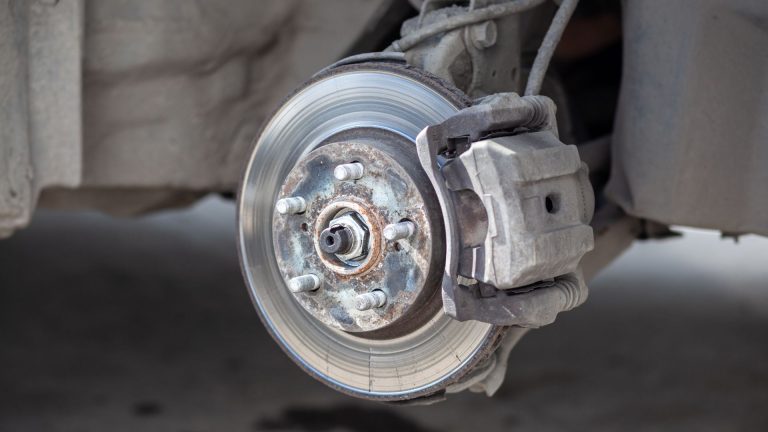 a close up of a brake on a vehicle.