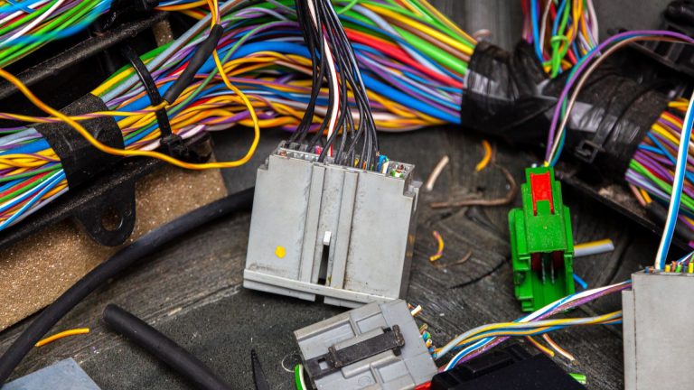 a bunch of wires that are sitting on a table.