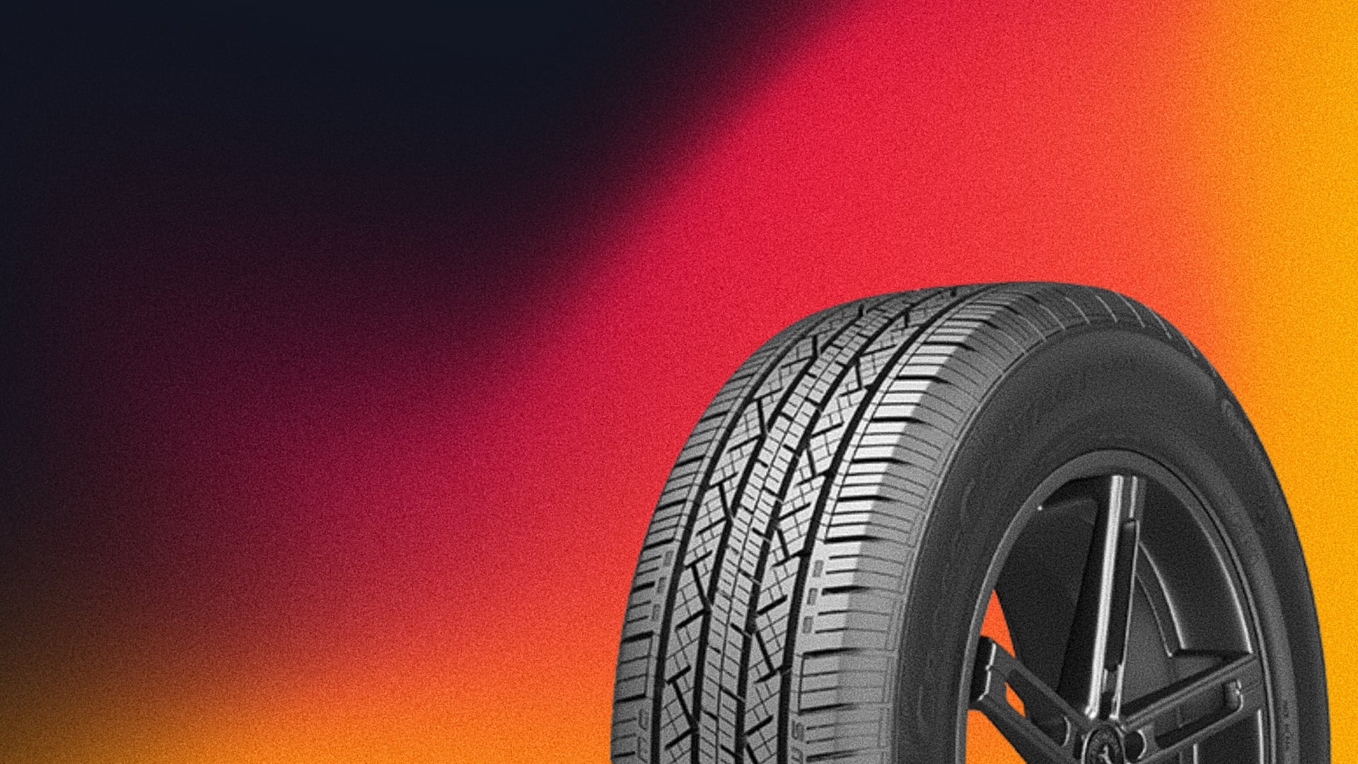 a close up of a tire on a colorful background.