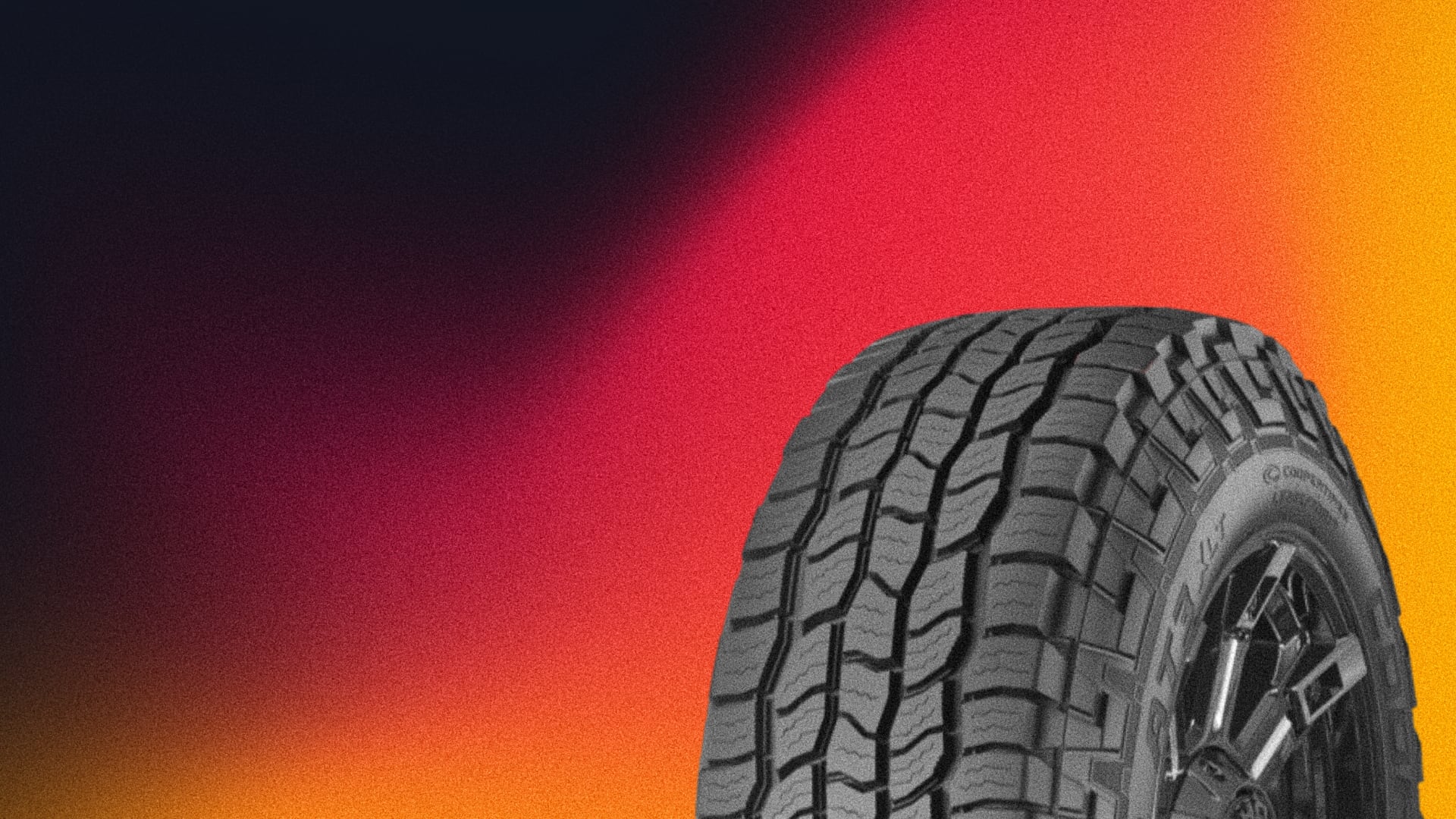 a close up of a tire on a colorful background.