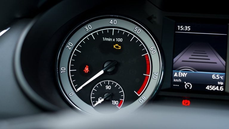 a close up of a speedometer on a car.