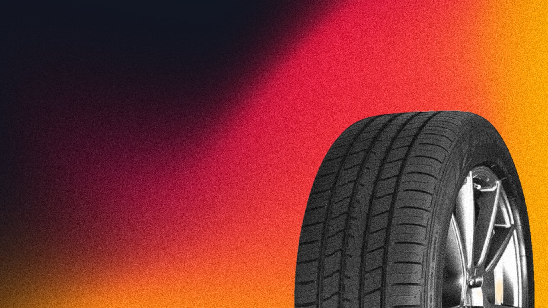 a close up of a tire on a colorful background.