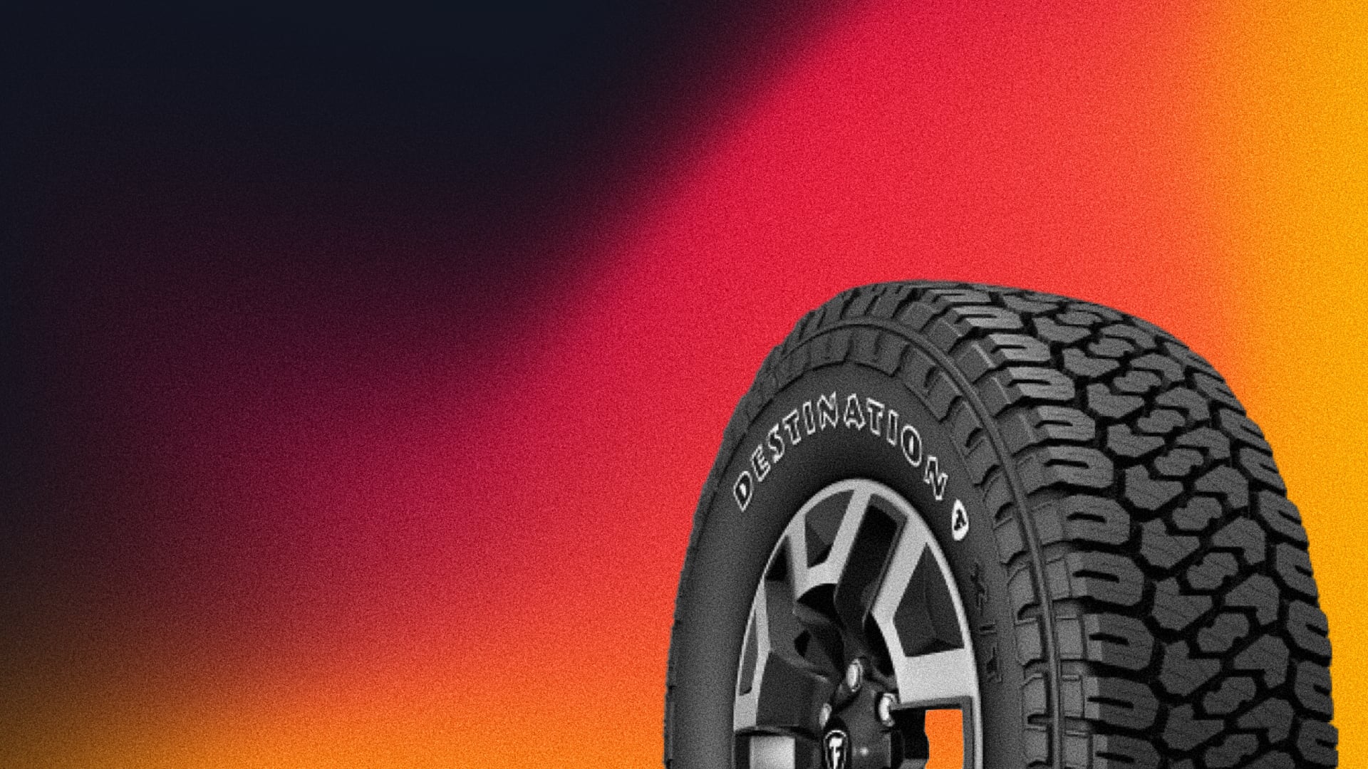 a close up of a tire on a colorful background.