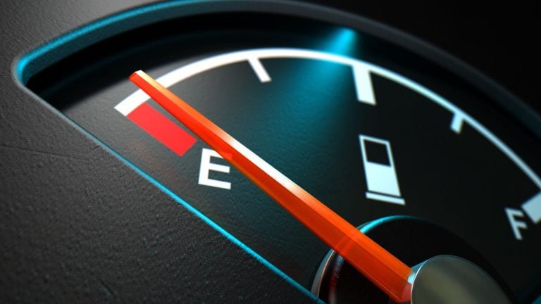 a close up of a speedometer on a car.