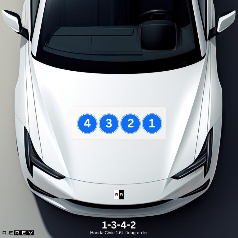 A white car with four numbers on the hood.