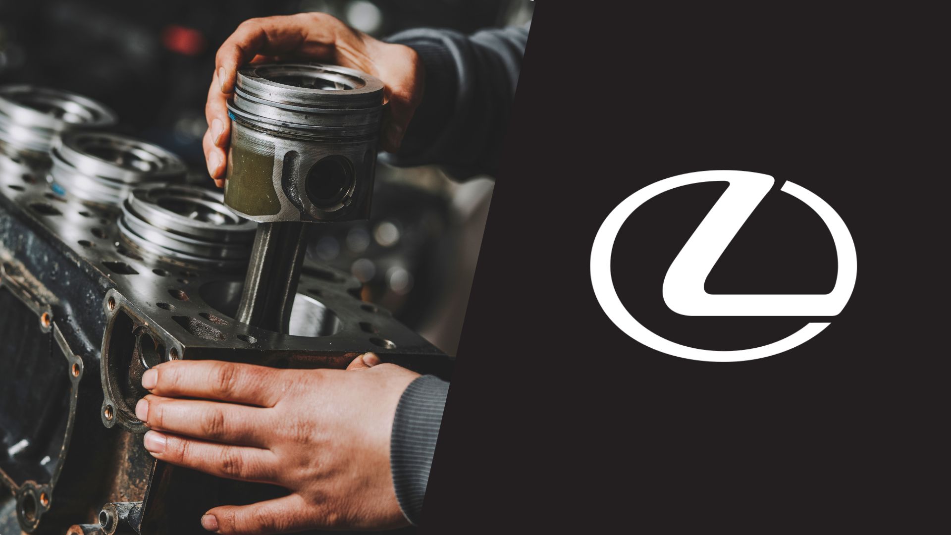 A man is working on a lexus engine.