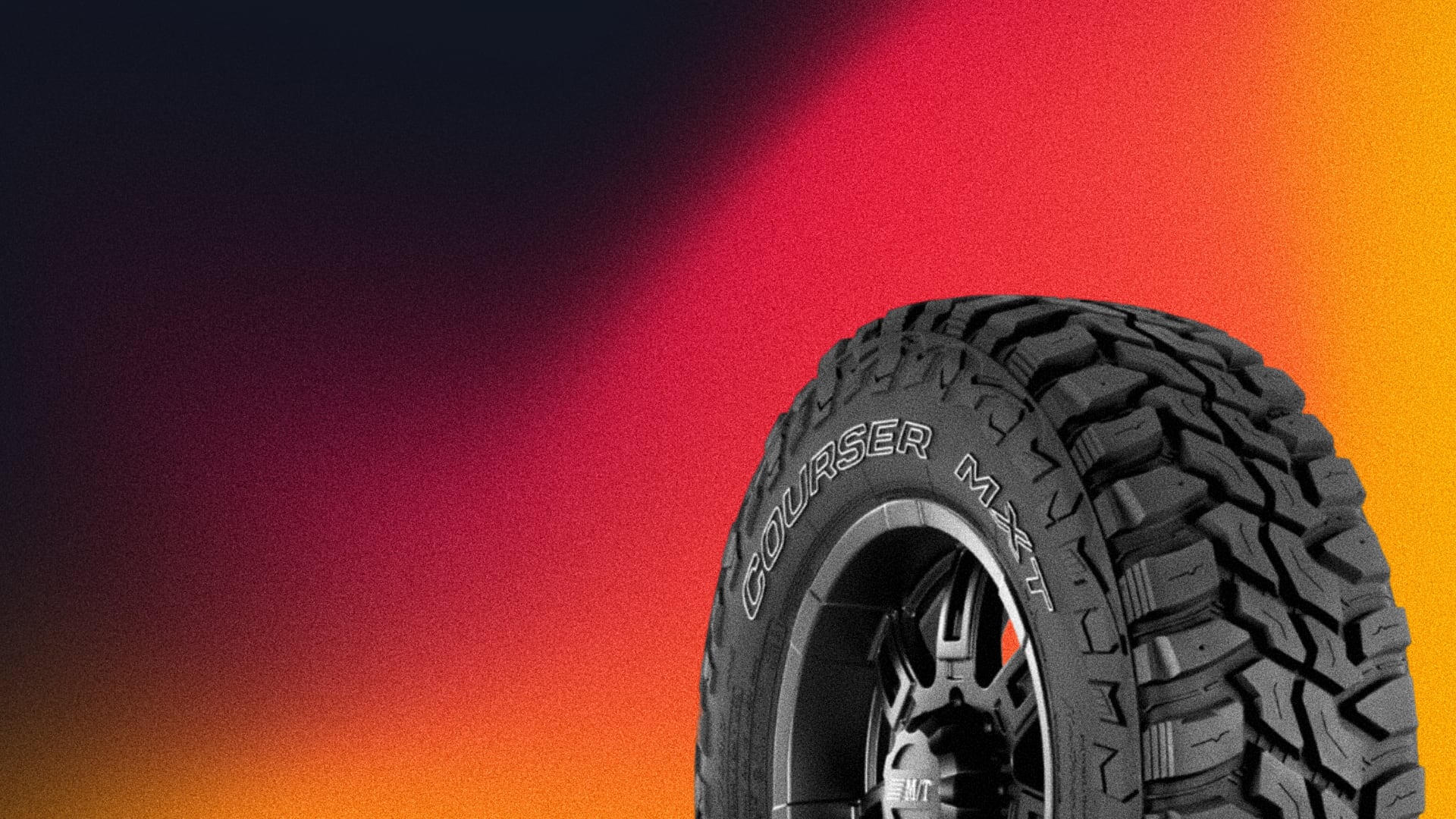 a close up of a tire on a colorful background.