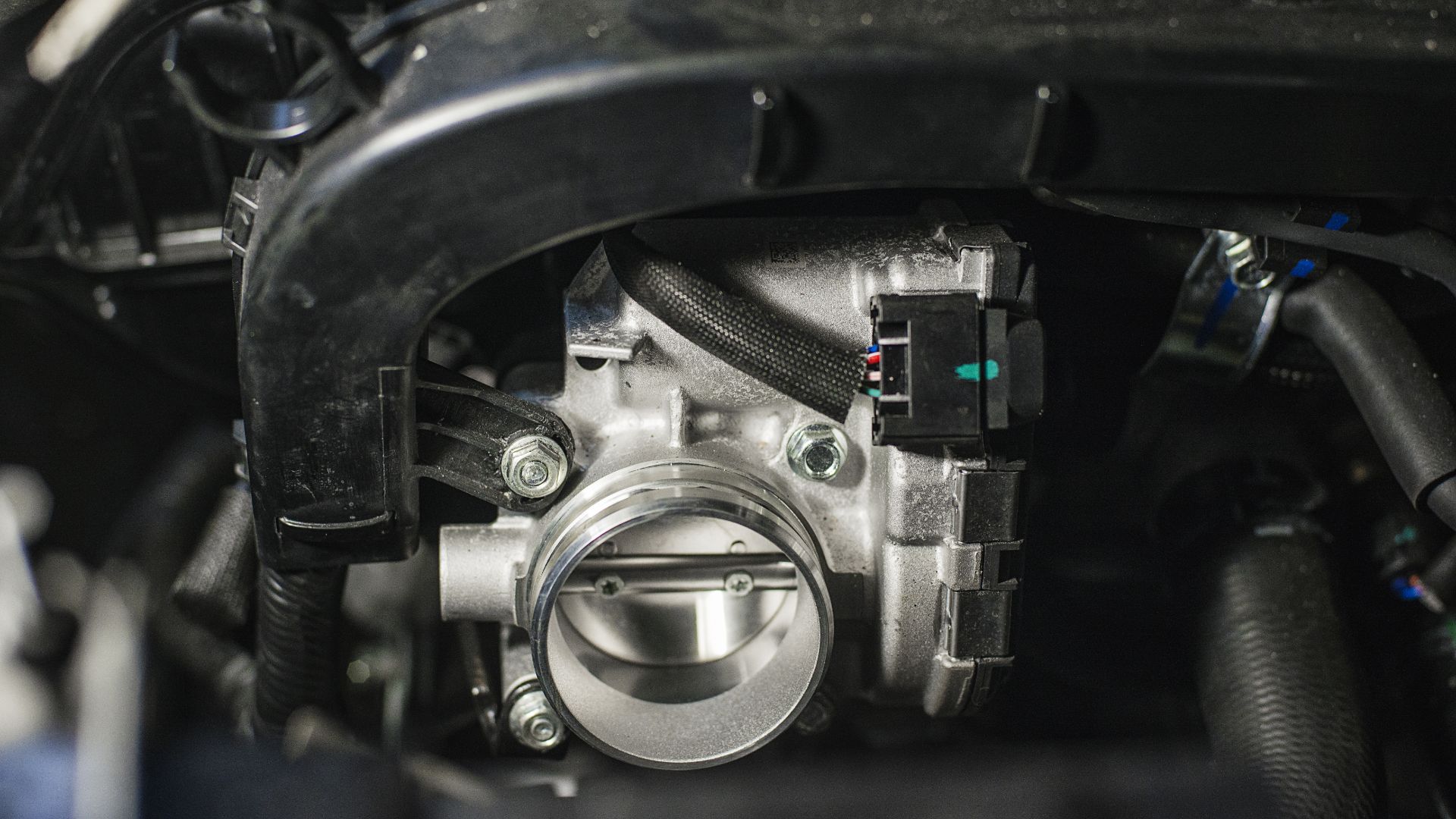 a close up view of the engine of a car.