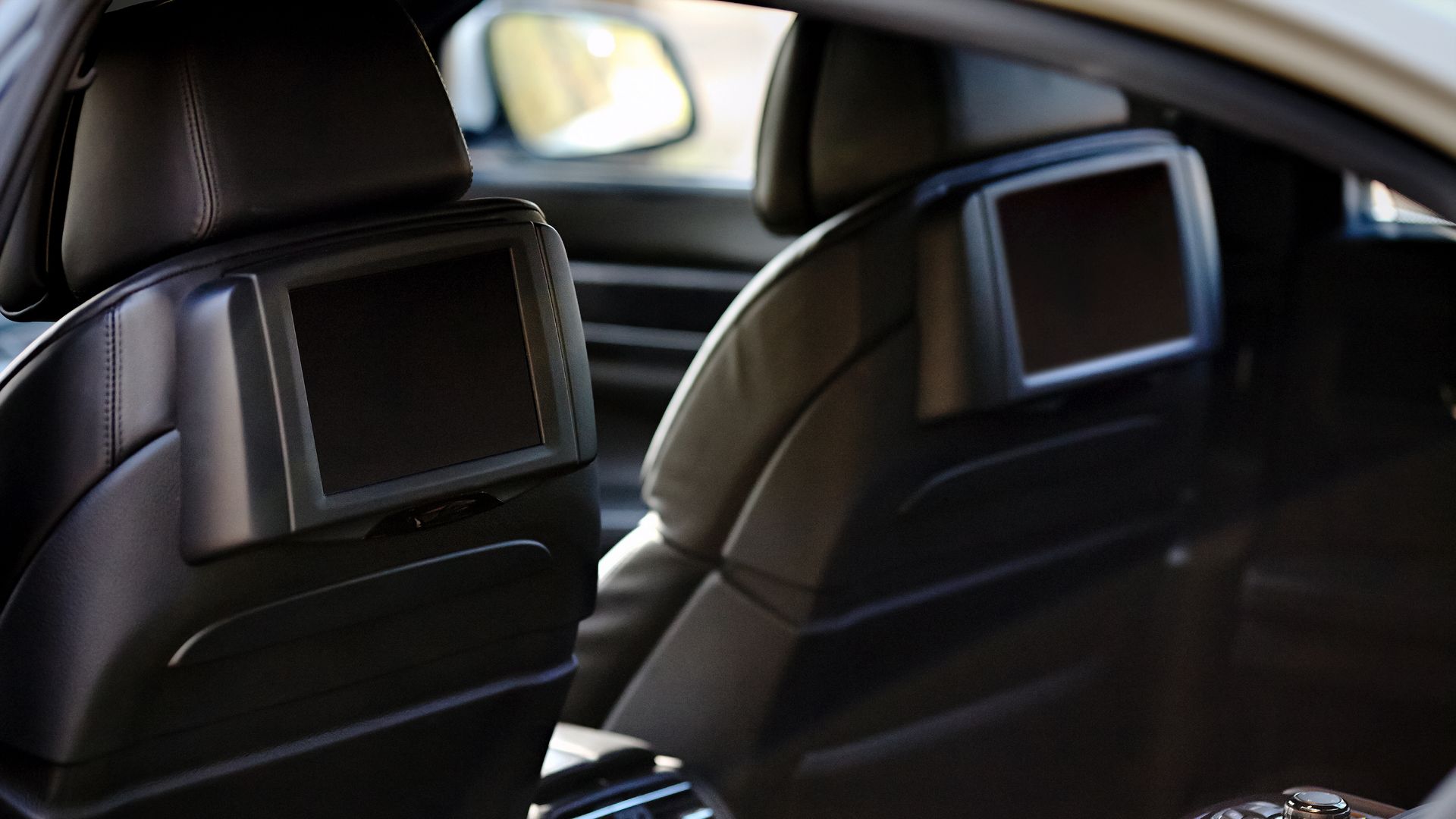 a view of the back seats of a car.