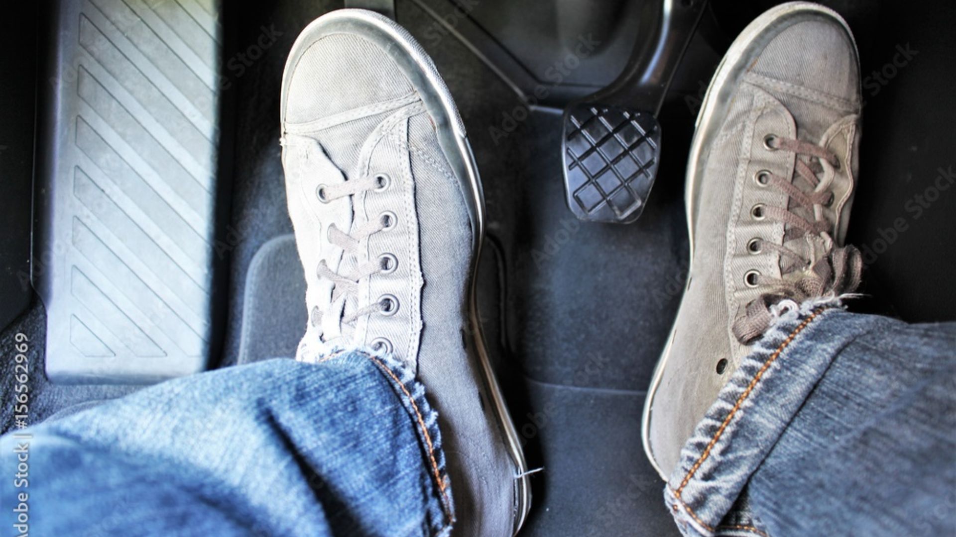 a pair of shoes that are sitting in the back of a car.