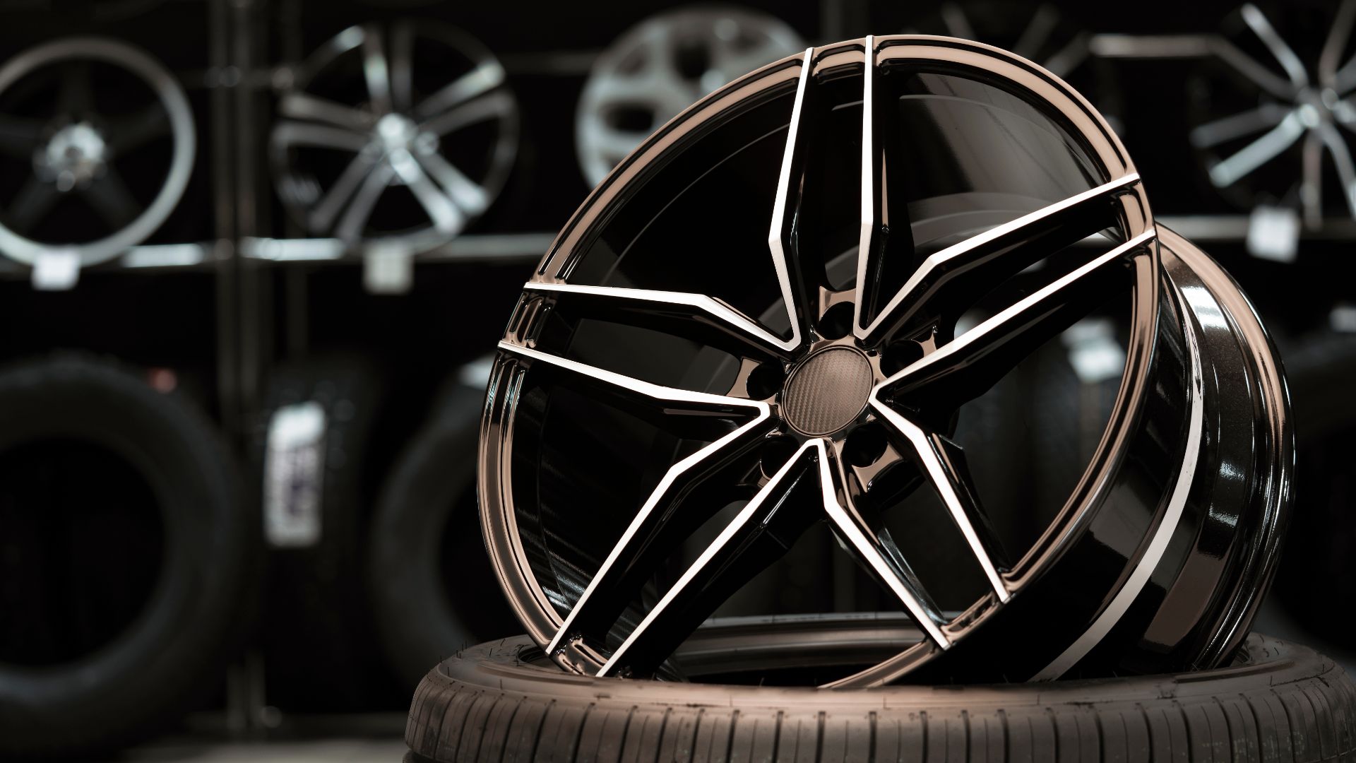 a close up of a tire and some tires.