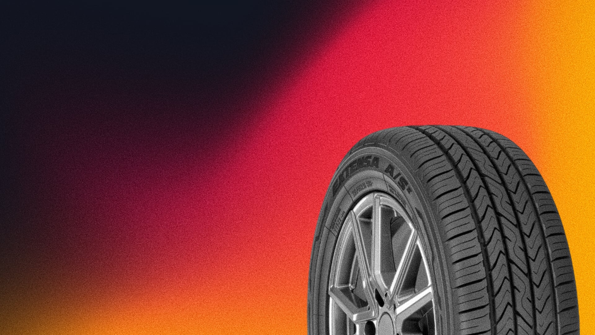 a close up of a tire on a colorful background.