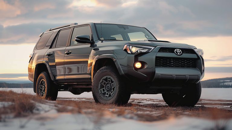 The 2019 Toyota 4Runner is parked on a snowy road.