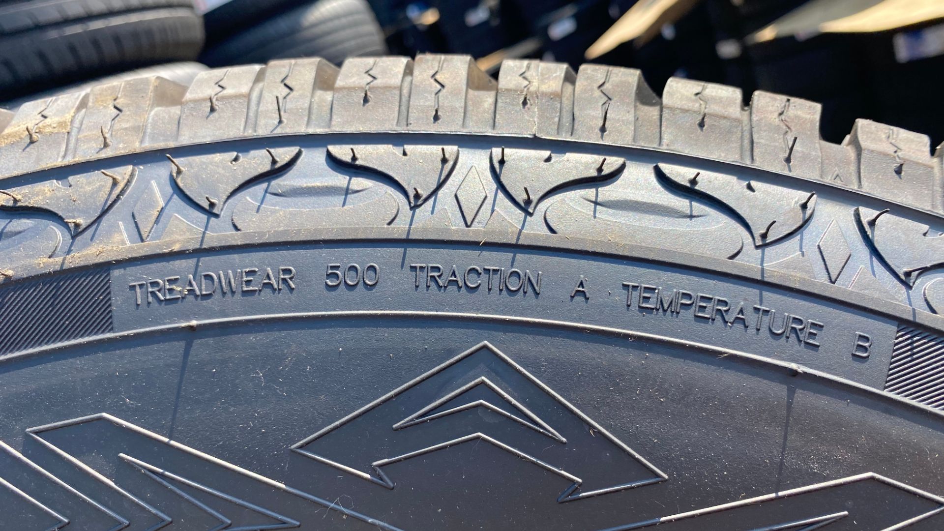 a close up of a tire on a vehicle.