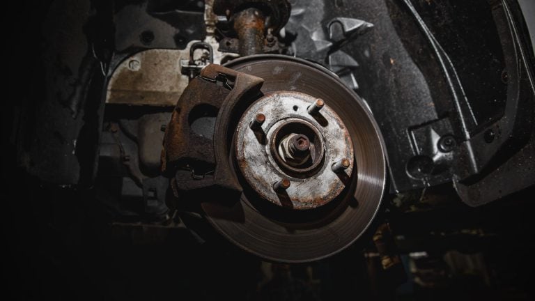 a close up of a brake on a vehicle.