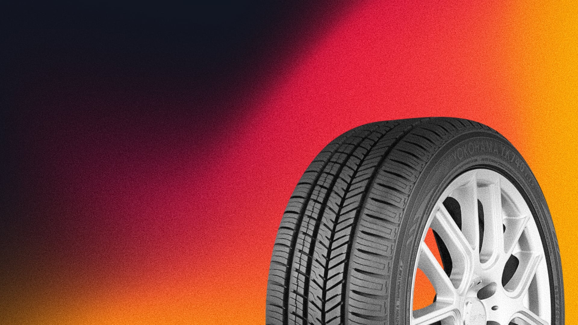 a close up of a tire on a colorful background.